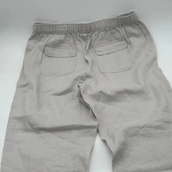 Nicole Miller 100% Linen Women's Pants Elastic Waist Pockets White Size XL - Picture 7 of 10